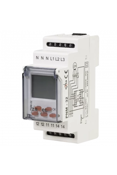 Feszültség felügyeleti relé, 3 fázisú, 16A, 230V/400V AC, PNM-32