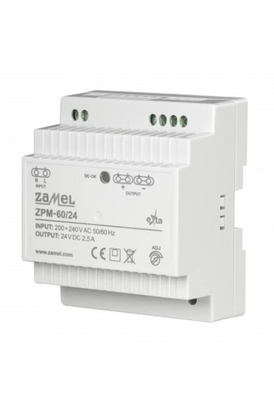 Kapcsolóüzemű tápegység, 24V DC, 60W, 2,5A, ZPM-60/24