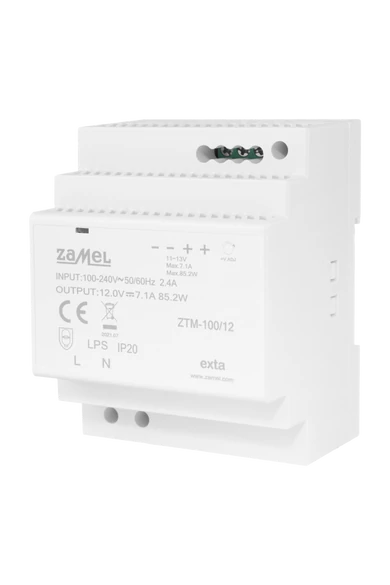 Kapcsolóüzemű tápegység, 12V DC, 100W, ZTM-100/12