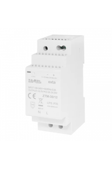Kapcsolóüzemű tápegység, 12V DC, 30W, ZTM-30/12