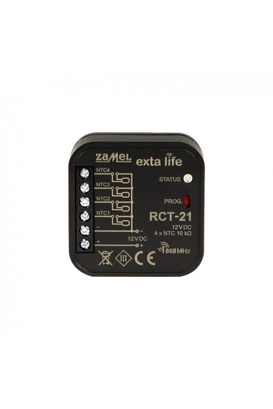 EXTA LIFE hőmérséklet érzékelő, dobozba, 4xNTC-03 vezetekhez, 12V DC, RCT-21