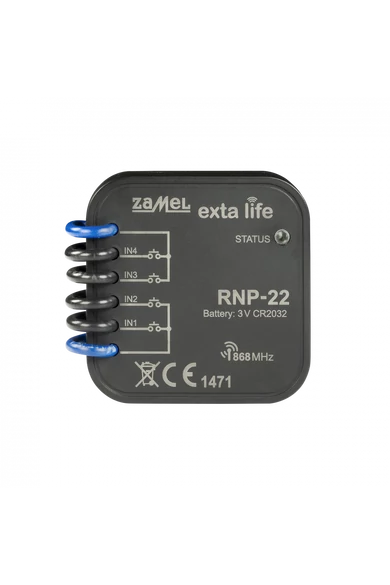 EXTA LIFE 4 csatornás univerzális (Schneider, Legrand...) adóegység, 3V CR2032, szerelvénydobozba, RNP-22