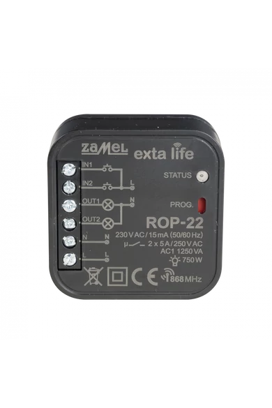 EXTA LIFE 2 csatornás vevőegység, 5A 1250VA, 230V, ROP-22