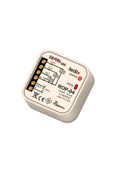 ROP-04, 10-14V DC, 2,5A,  3xMOSFET csatornás univerzális vevőegység, távvezérelhető