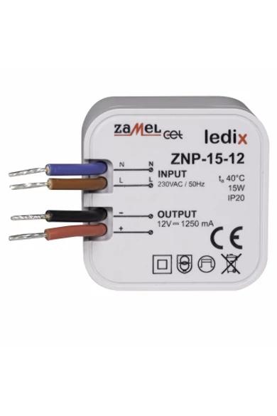 ZNP-15-12 LED tápegység; kötődobozba; 12V DC; 15W